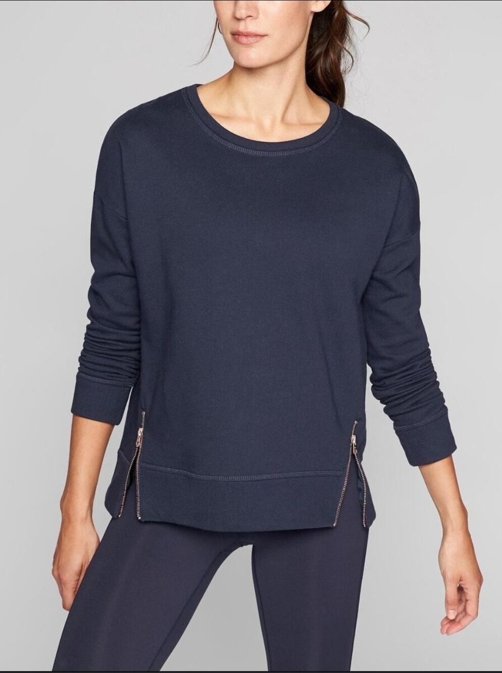 Athleta Black Cityscape Athleisure Sweatshirt Top Size Small